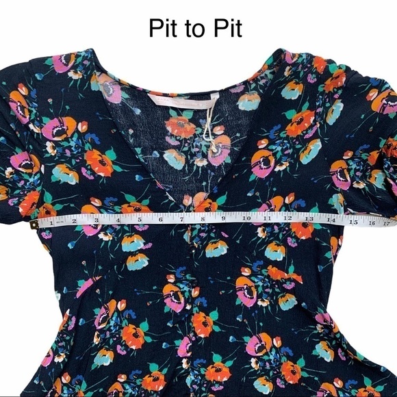 Zara Trafaluc Floral Ruched Sleeve Baby Doll Top Size Extra Small - Picture 9 of 15
